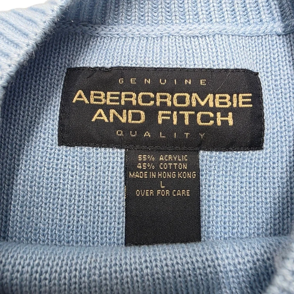 Vtg 90s Abercrombie Fitch Mens Sweater Large Blue Black Striped Crew Long Sleeve